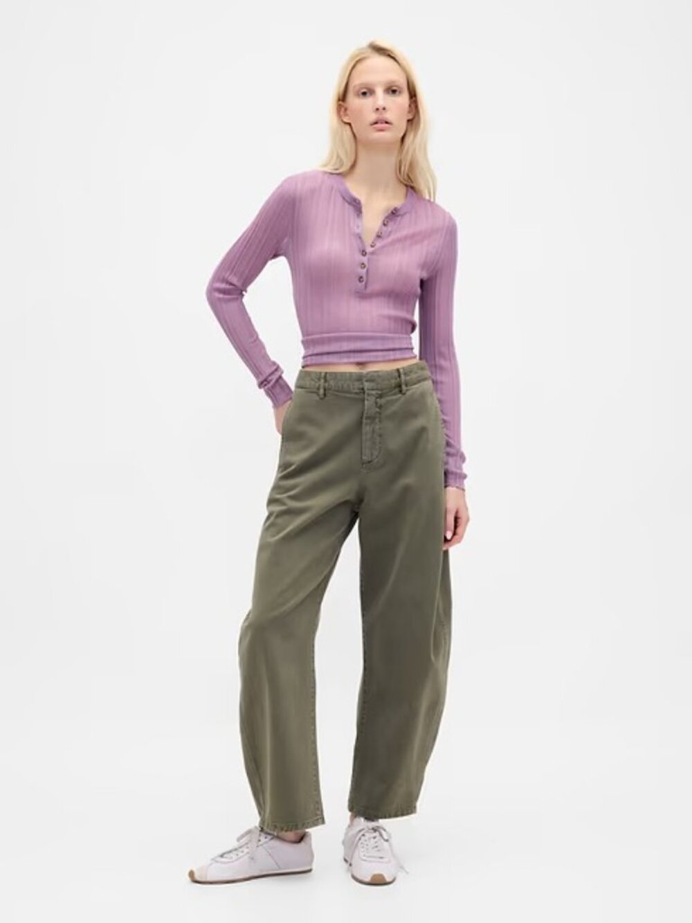 NWT Gap High Rise Barrel Jeans Olive Green 14 Tall